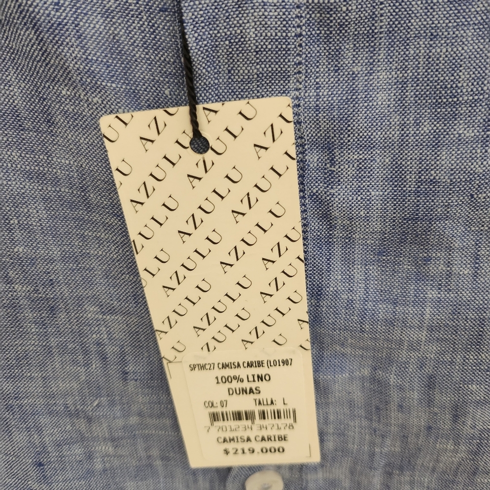 Azulu linen shirt size L NEW - Picture 3 of 4